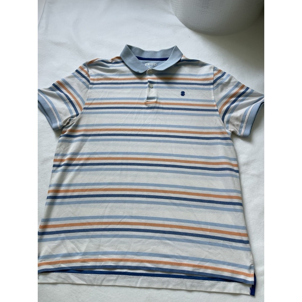 Mens Izod Advantage Performance Short Sleeve Striped Polo Shirt Size XL